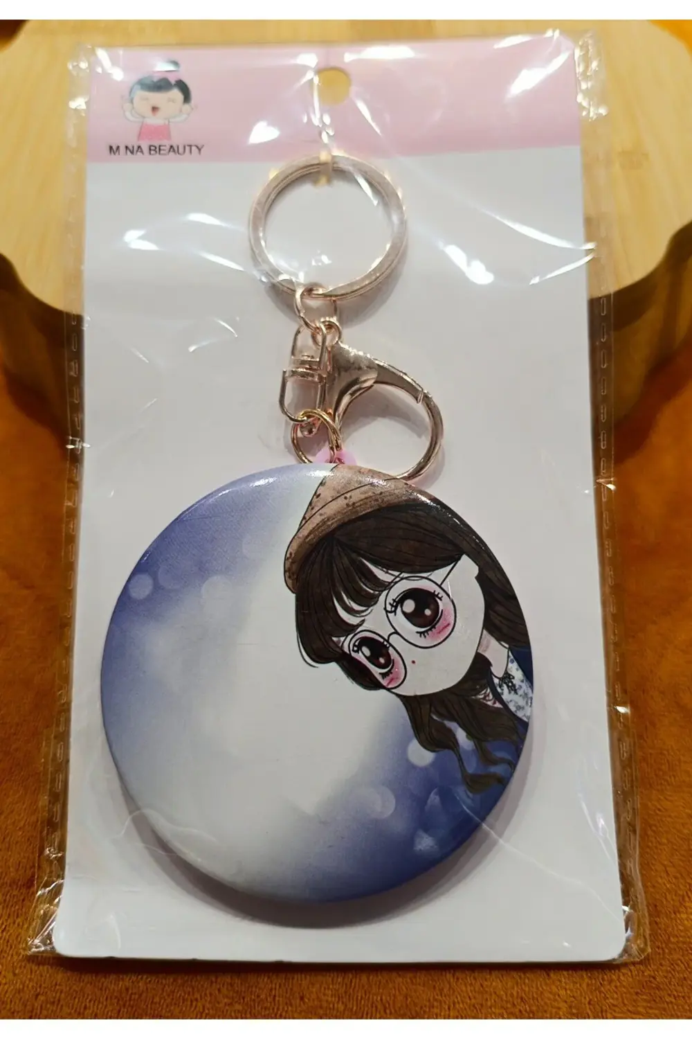 Lüks Küçük Boy Figürlü Çift Taraflı Anahtarlıklı Ayna