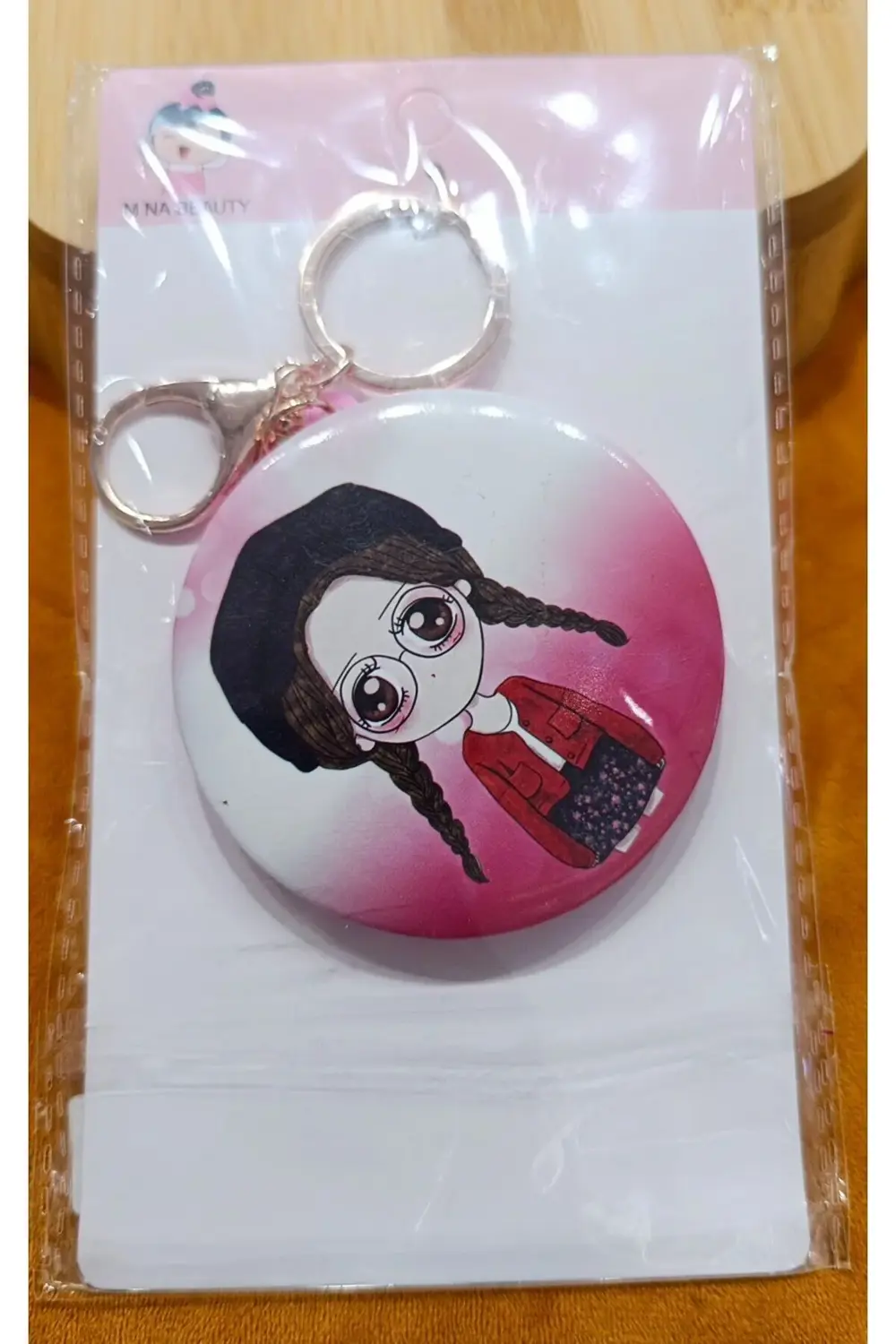 Lüks Küçük Boy Figürlü Çift Taraflı Anahtarlıklı Ayna