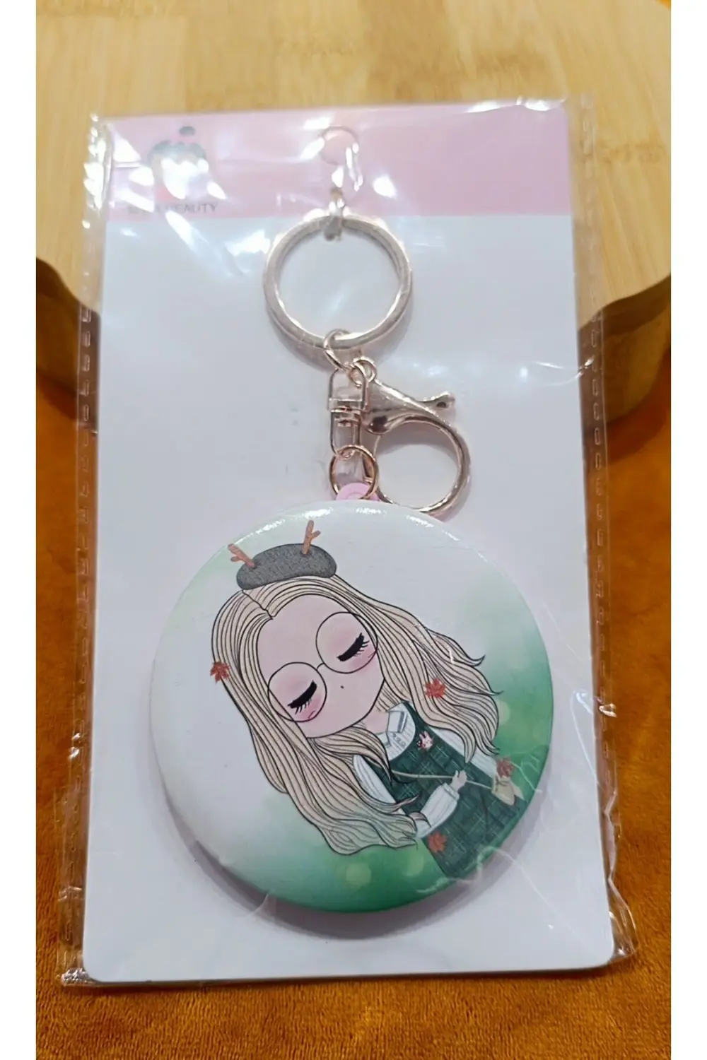 Lüks Küçük Boy Figürlü Çift Taraflı Anahtarlıklı Ayna