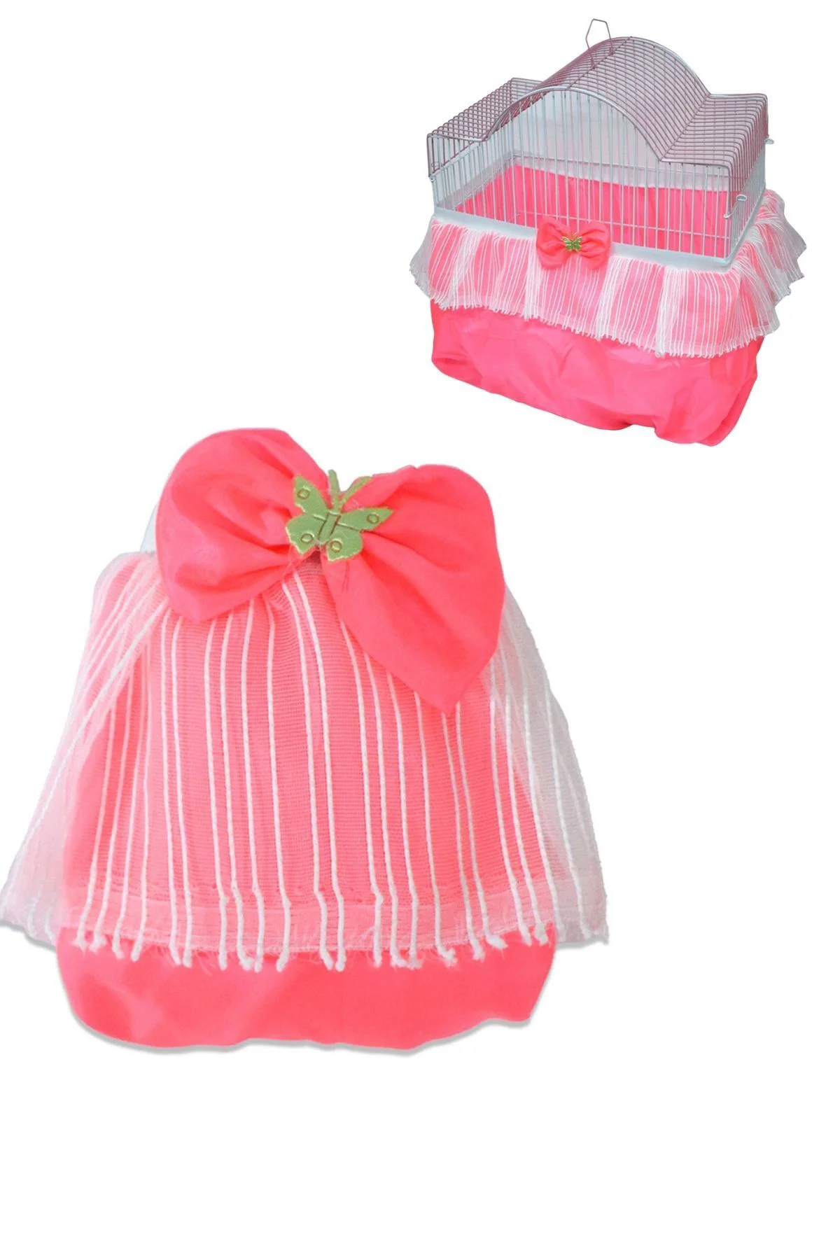 Lüks Kuş Kafesi Tülü Pembe M Beden