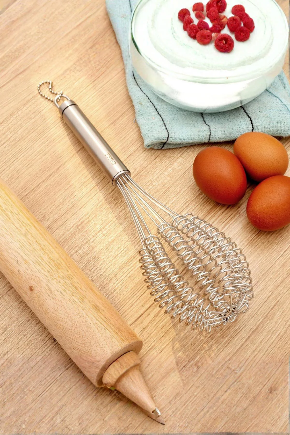 Lüks Örgülü Paslanmaz Çelik Çırpıcı - 32 cm Profesyonel Hamur & Sos Karıştırıcı