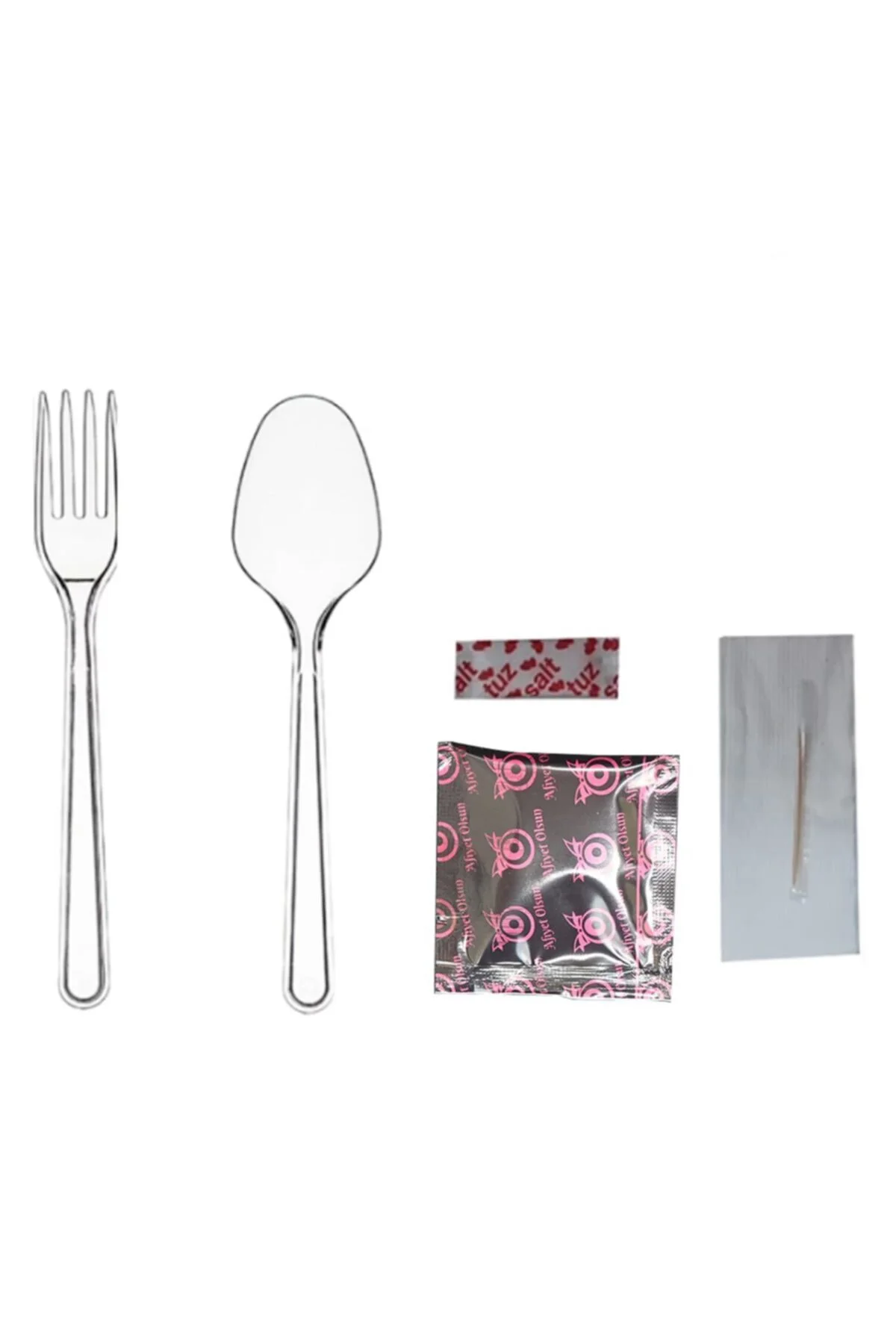 Lüks Paket 6'lı Tek Kullanımlık Plastik Kaşık-çatal Seti 100 Adet