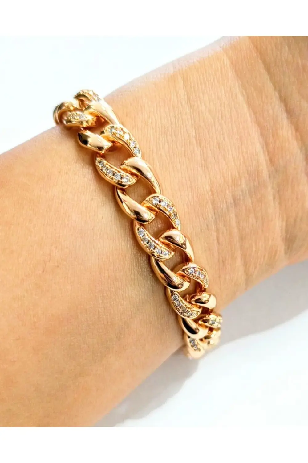 Lüks Parıltılı Gösterişli Bronz Renk Bileklik