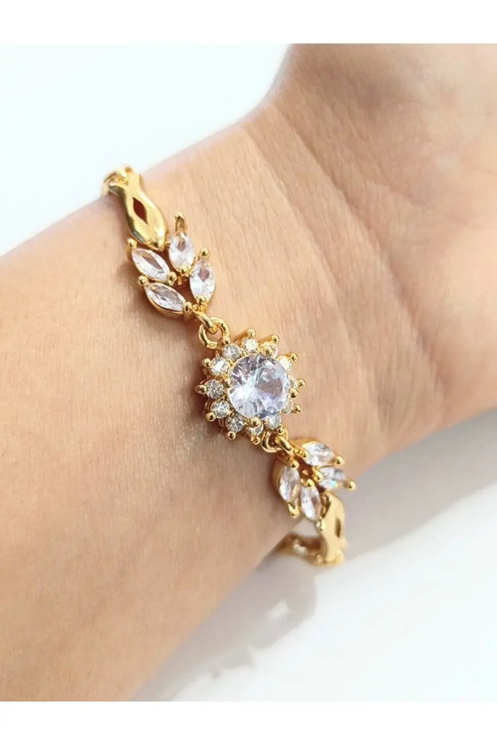 Lüks Parıltılı Gösterişli Gold Renk Bileklik