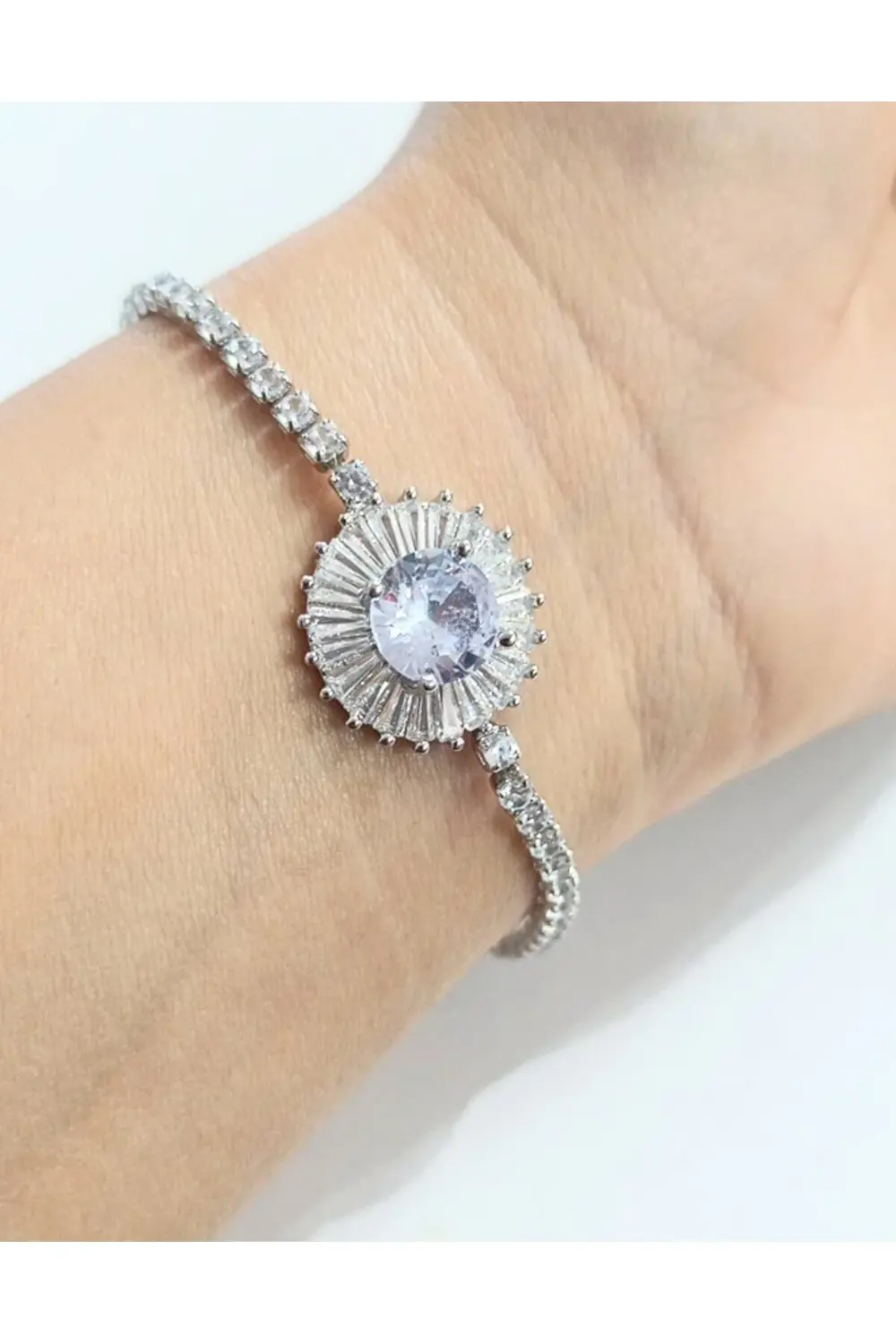 Lüks Parıltılı Gösterişli Gümüş Renk Bileklik