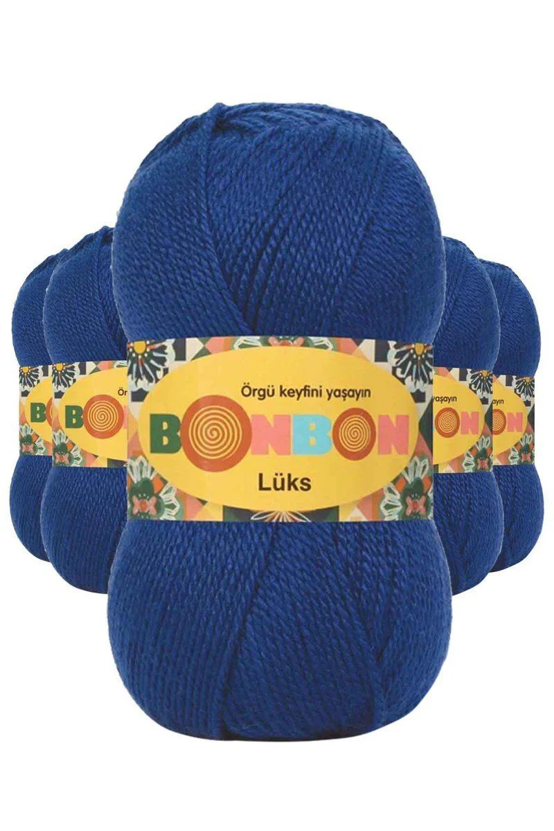 Lüks Patik İpi Yünü Saks Mavi 5'li Paket - %100 Akrilik Örgü İpi