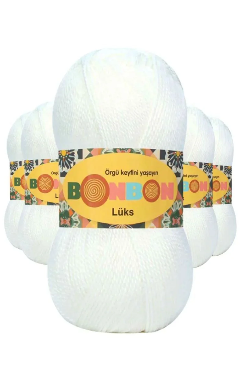 Lüks Patik İpi Yünü Beyaz – 5’li Bonbon Set, %100 Akrilik Örgü İpi Fiyatı, Yorumları ve Özellikleri