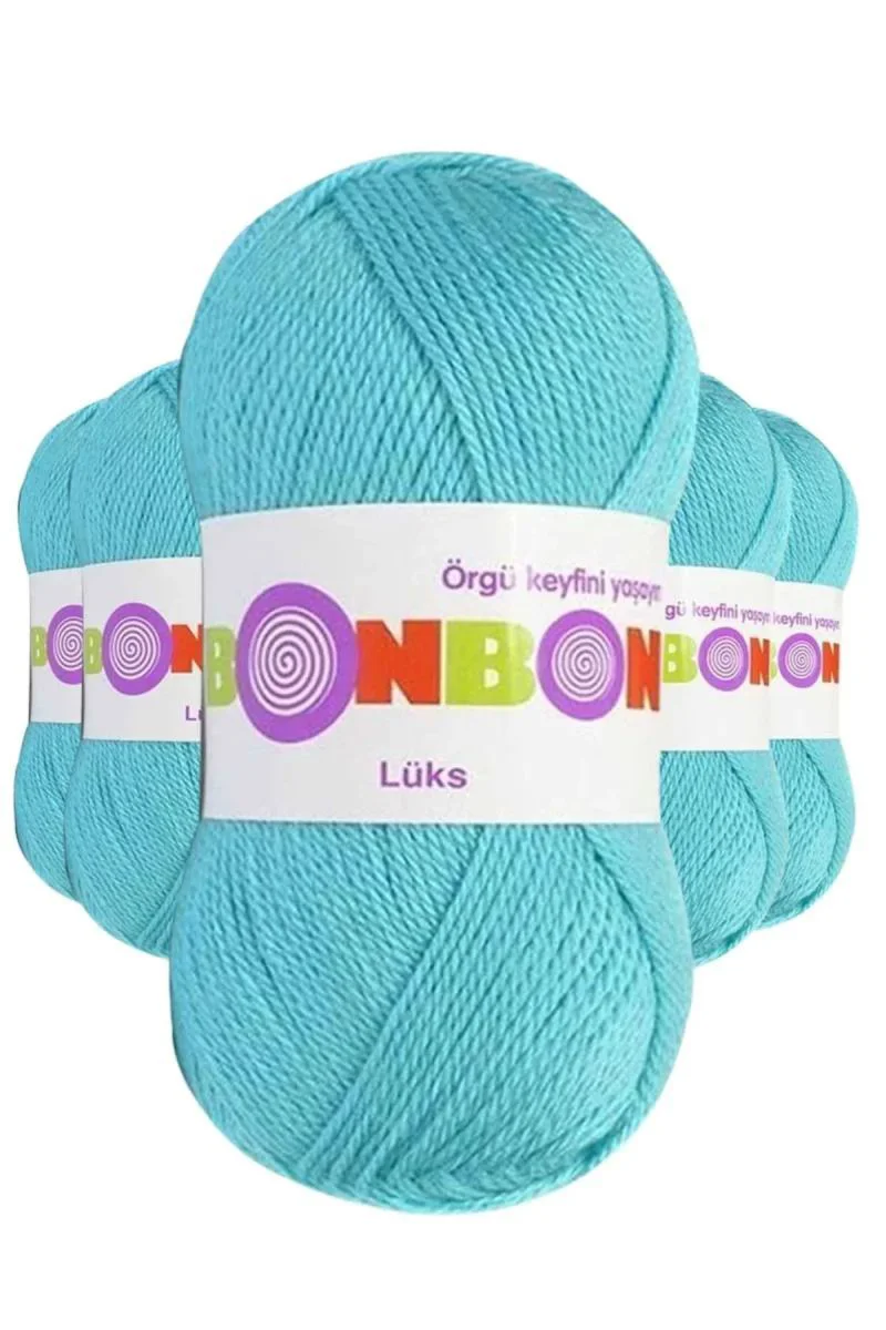 Lüks Patik İpi Yünü Turkuaz - %100 Akrilik 5'li Paket (Nako Bonbon Lüks ile Uyumlu) Fiyatı, Yorumları ve Özellikleri