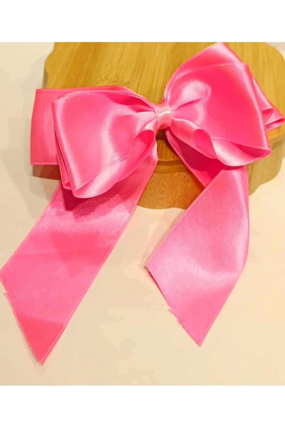 Lüks Pembe Gösterişli Saten Fiyonk Klips Toka