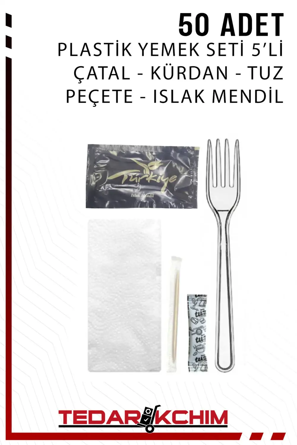 Lüks Plastik Yemek Seti Tek Kullanımlık Piknik Seti 5'li Kullan A