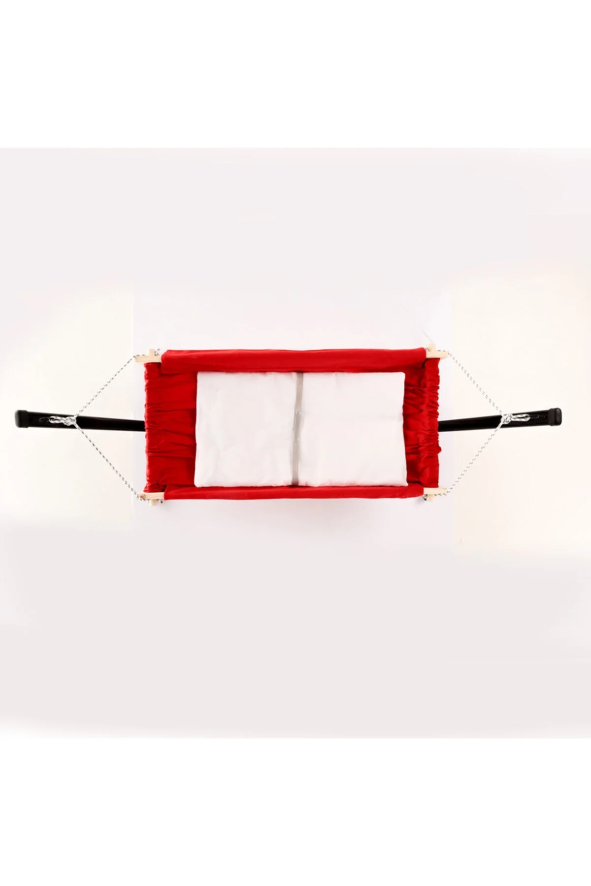 Lüks Portatif Sallanır Ahşap Bebek Hamak Beşik - Kırmızı Lüks Portatif Sallanır Ahşap Bebek Hamak Beşik - Kırmızı - Görsel 6