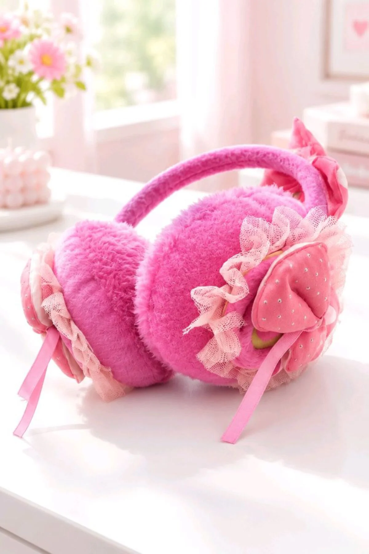 Lüks Renkli Figürlü Peluş Kulaklık Lüks Renkli Figürlü Peluş Kulaklık