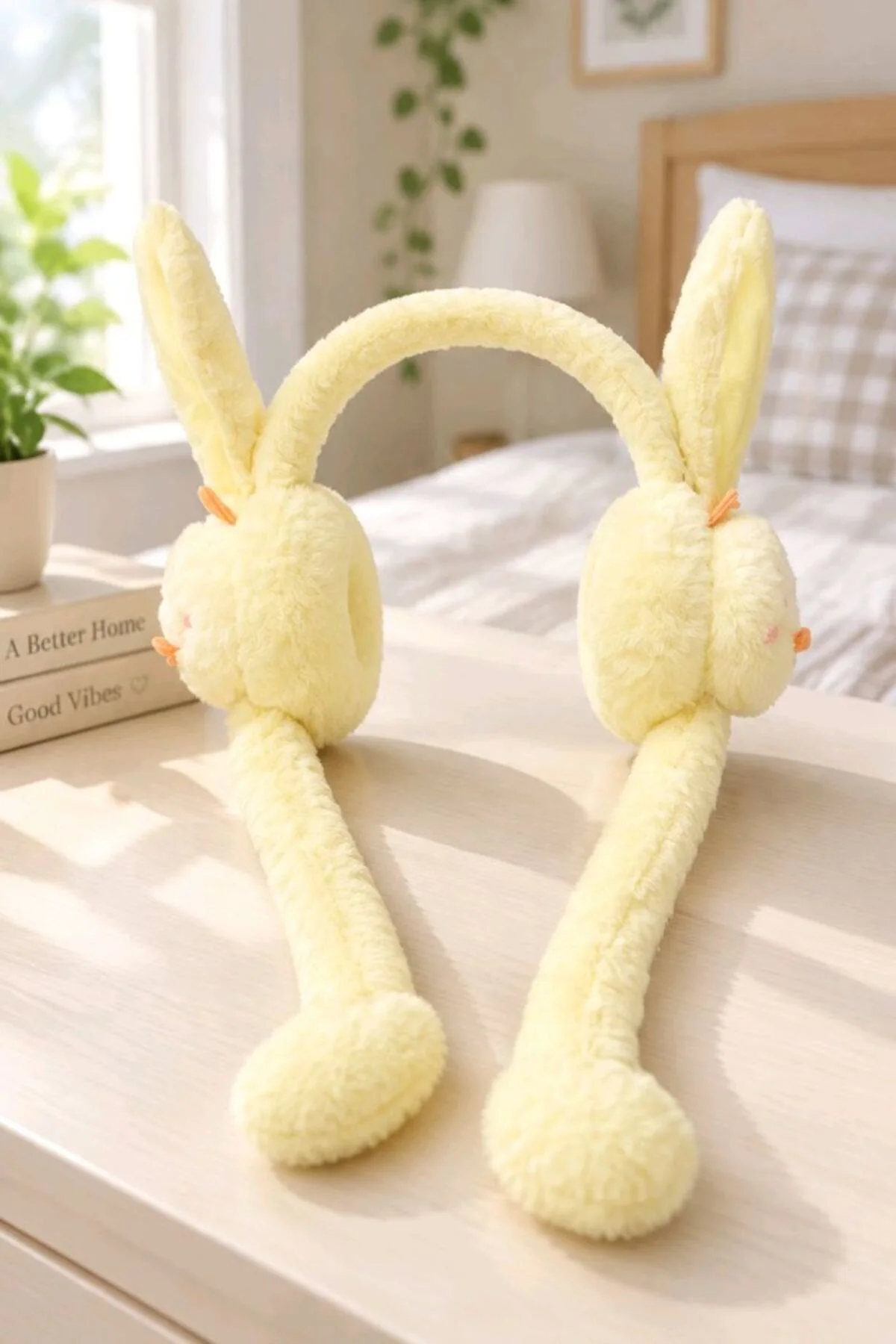 Lüks Renkli Figürlü Tavşan Peleş Peluş Kulaklık