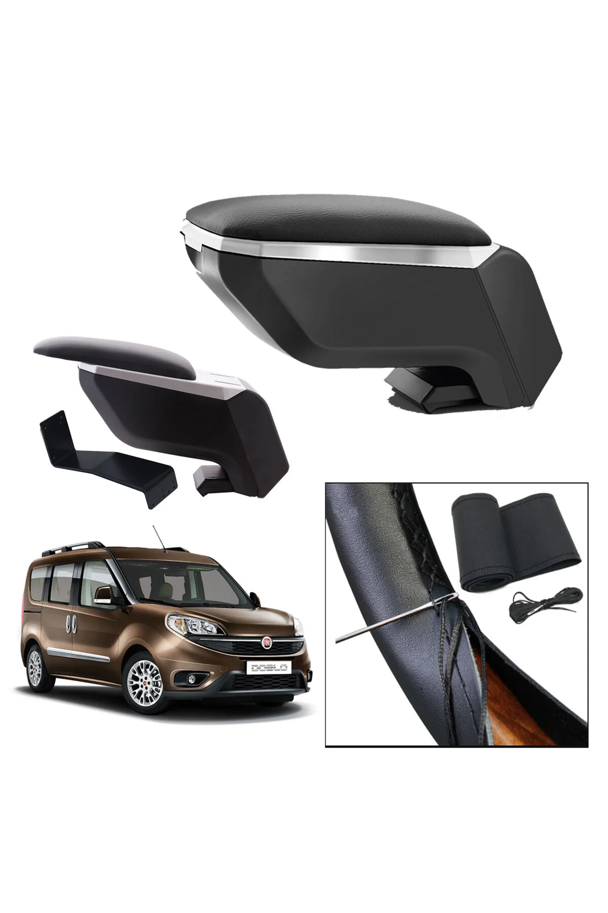 Lüks Set Fiat Doblo 2 2018 Delmesiz Çelik Ayaklı Gri-Siyah Kolçak Kol Dayama, Direksiyon Kılıfı Fiyatı, Yorumları ve Özellikleri