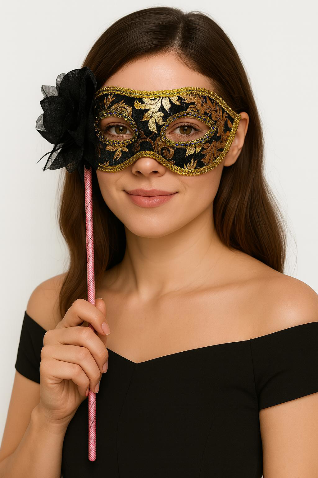 Lüks Taşlı Saplı Maskeli Balo Maskesi Siyah Renk 35 cm (4741) Lüks Taşlı Saplı Maskeli Balo Maskesi Siyah Renk 35 cm (4741)