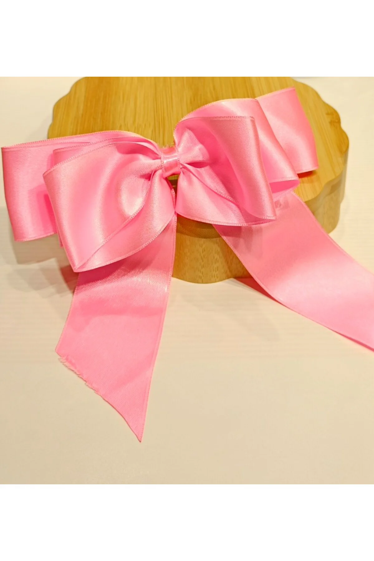 Lüks Toz Pembe Gösterişli Saten Fiyonk Klips Toka