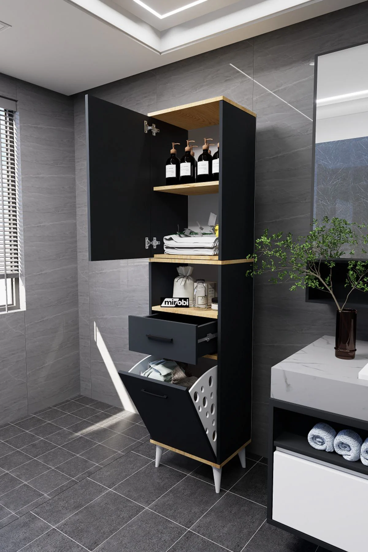 Lula Çok Amaçlı Dolap Banyo Dolabı Kirli Çamaşır Sepeti Dolabı An