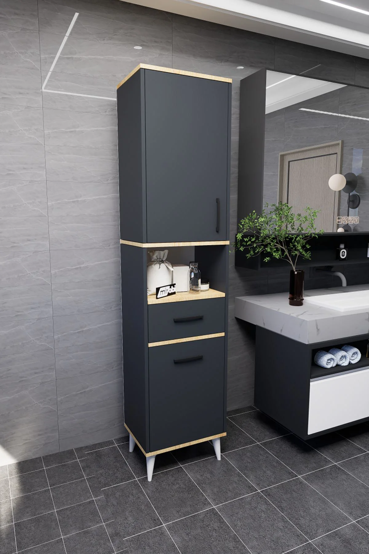 Lula Çok Amaçlı Dolap Banyo Dolabı Kirli Çamaşır Sepeti Dolabı An