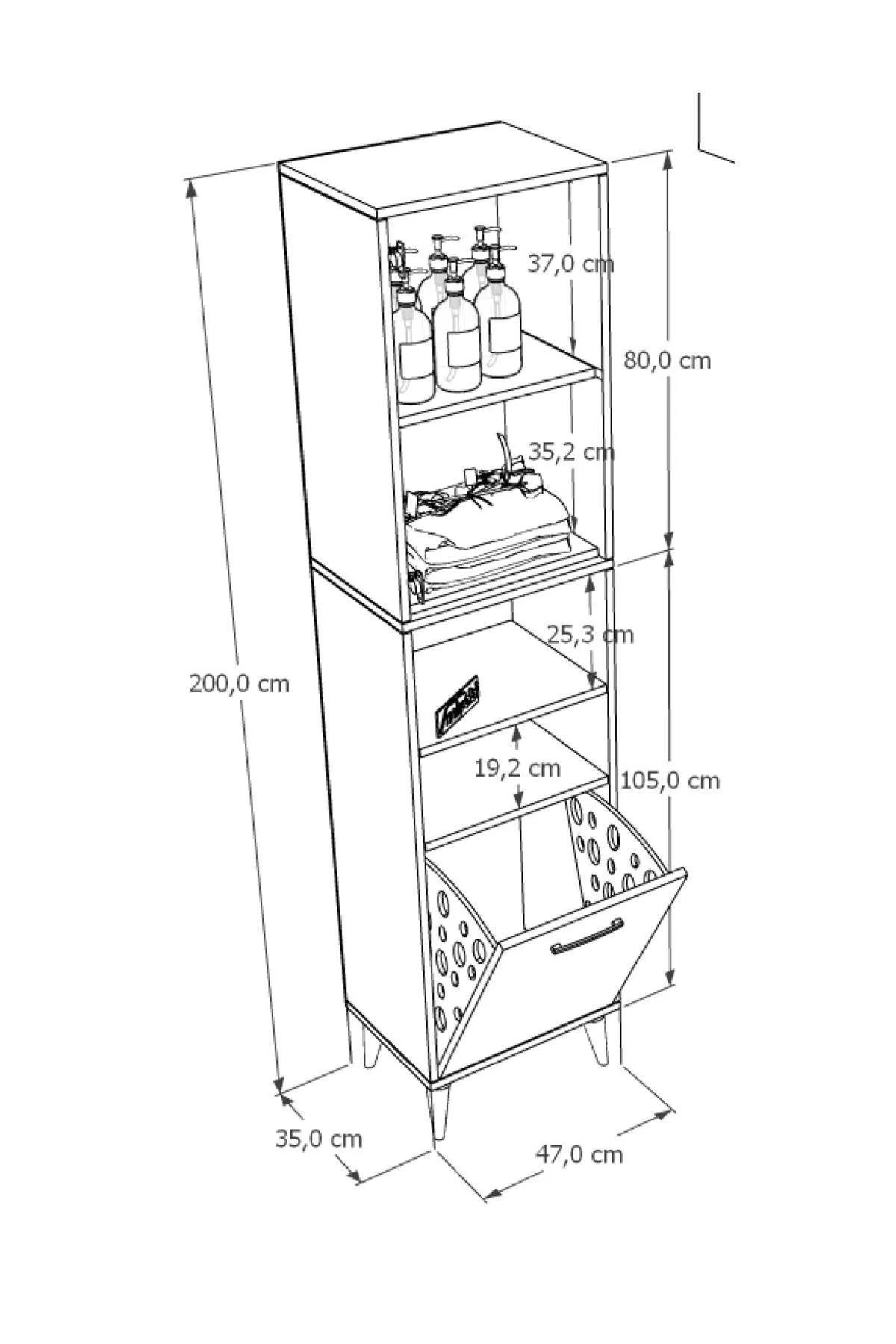 Lula Çok Amaçlı Dolap Banyo Dolabı Kirli Çamaşır Sepeti Dolabı An