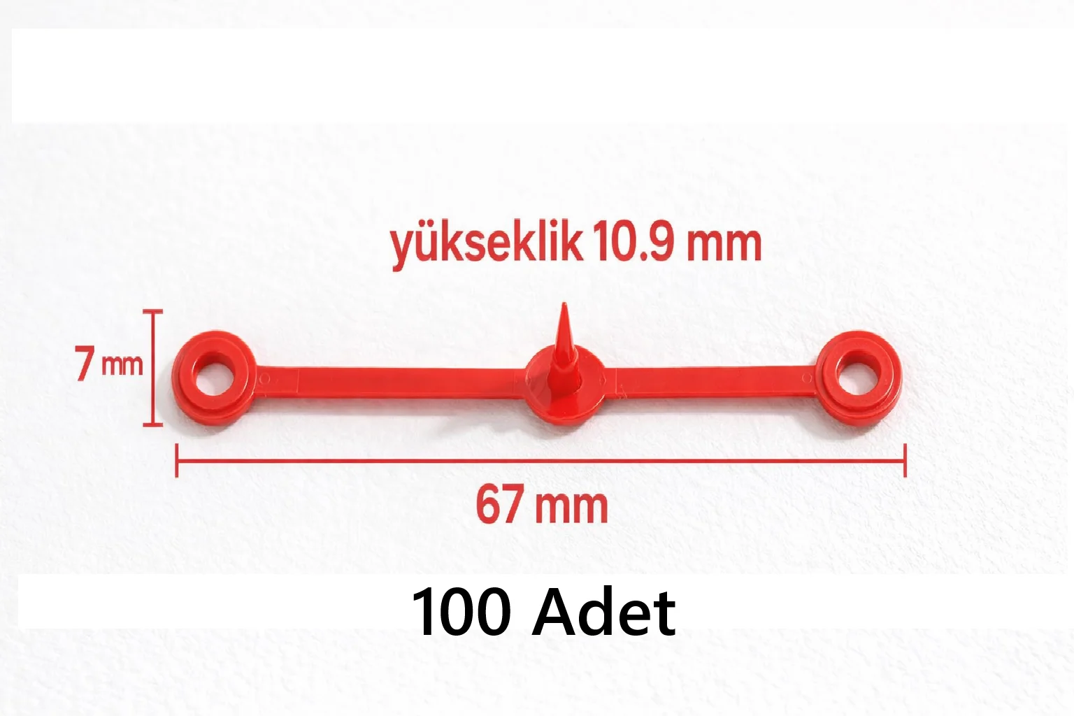 LuLuYeN Kırmızı 100 Adet Plastik Güvenlik Kilidi  Klips 67mm Güve