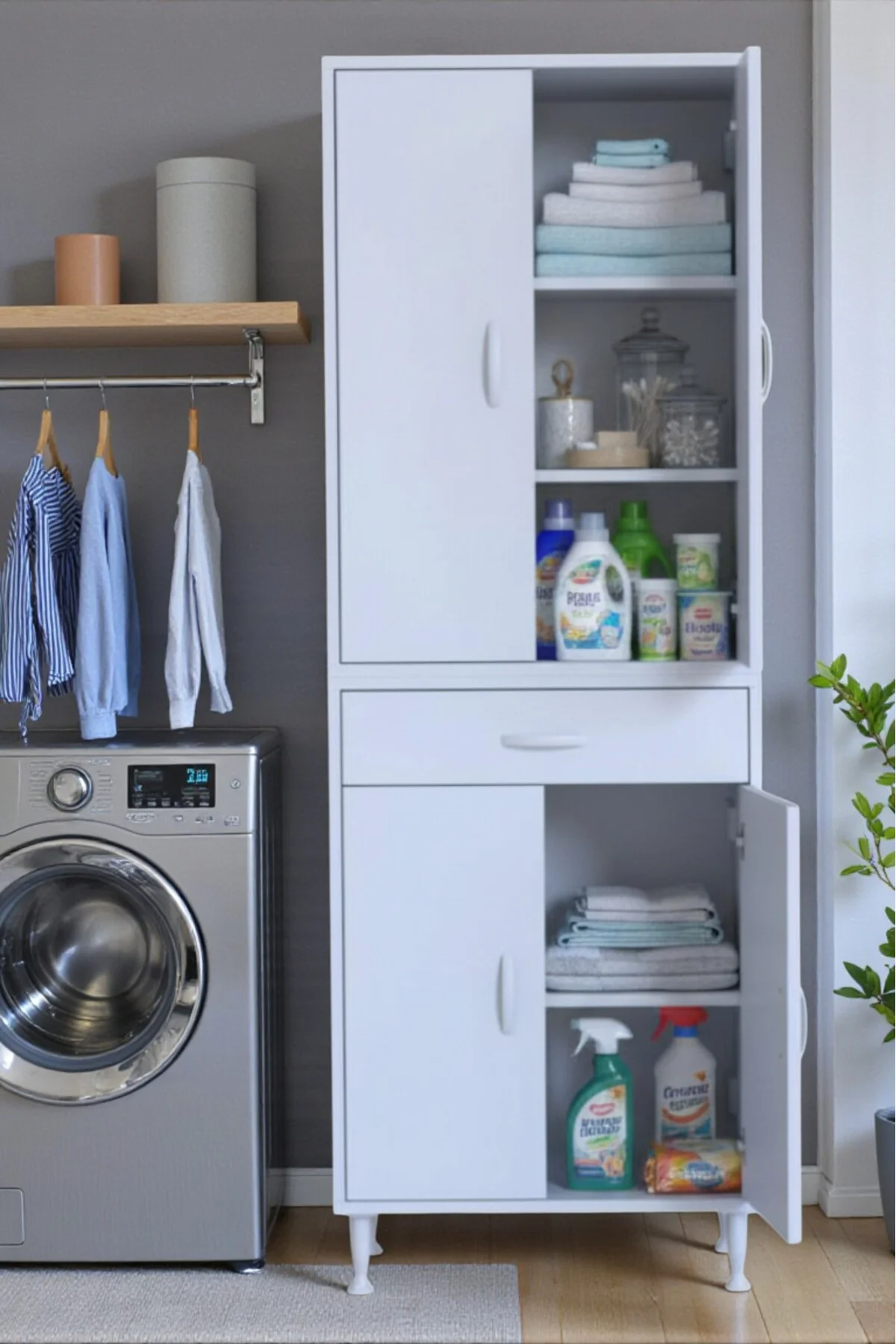 Luma Kapaklı & Çekmeceli Banyo Dolabı 60 cm Genişlikte Beyaz Dola Luma Kapaklı & Çekmeceli Banyo Dolabı 60 cm Genişlikte Beyaz Dola