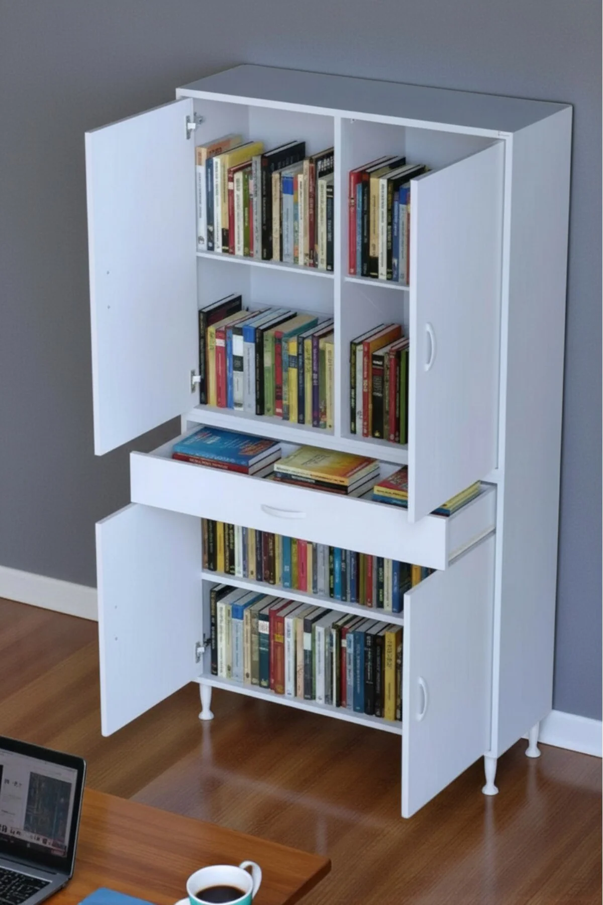 Luma Kapaklı & Çekmeceli Banyo Dolabı 100 cm Genişlikte Beyaz Dol