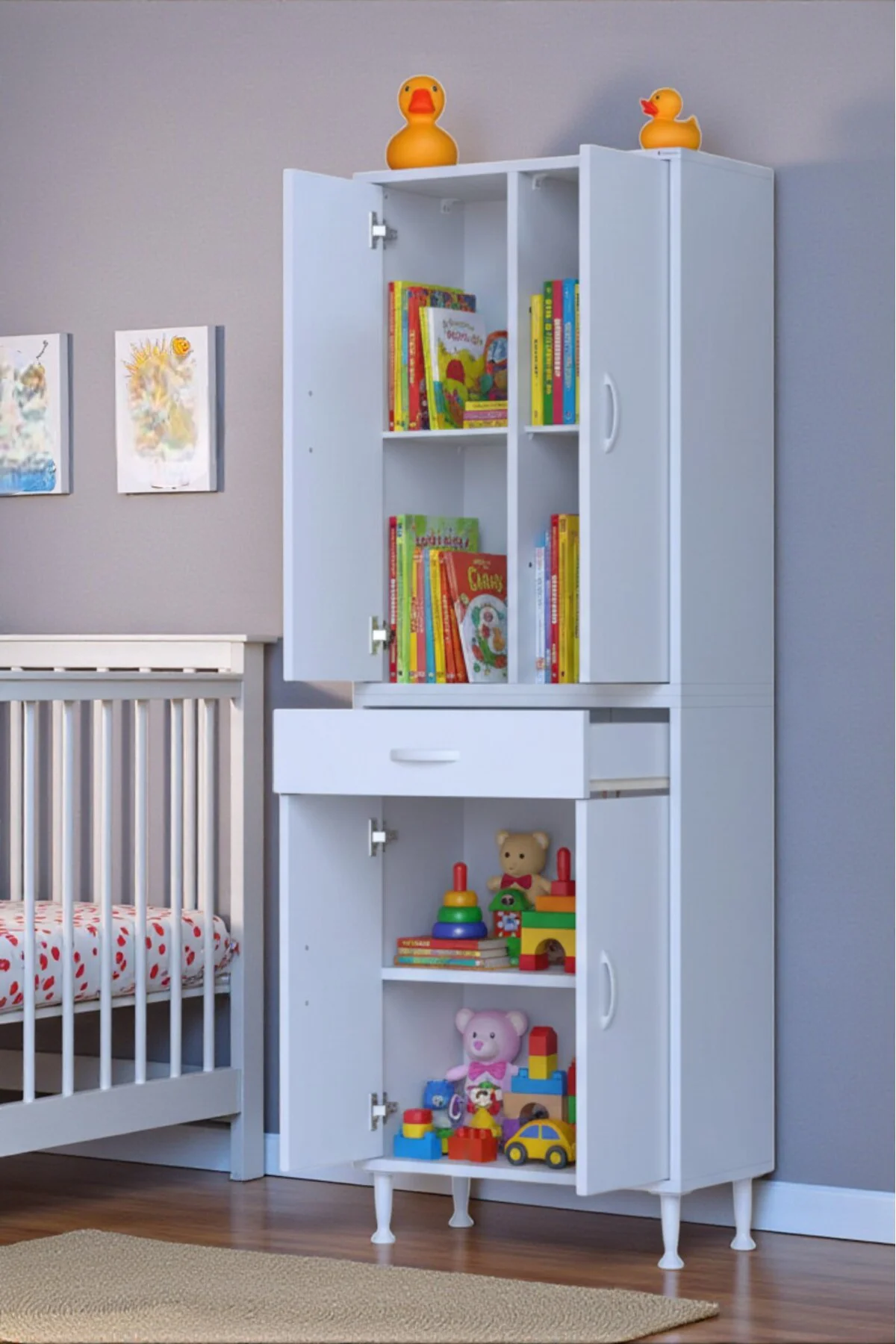 Luma Kapaklı & Çekmeceli Banyo Dolabı 70 cm Genişlikte Beyaz Dola Luma Kapaklı & Çekmeceli Banyo Dolabı 70 cm Genişlikte Beyaz Dola
