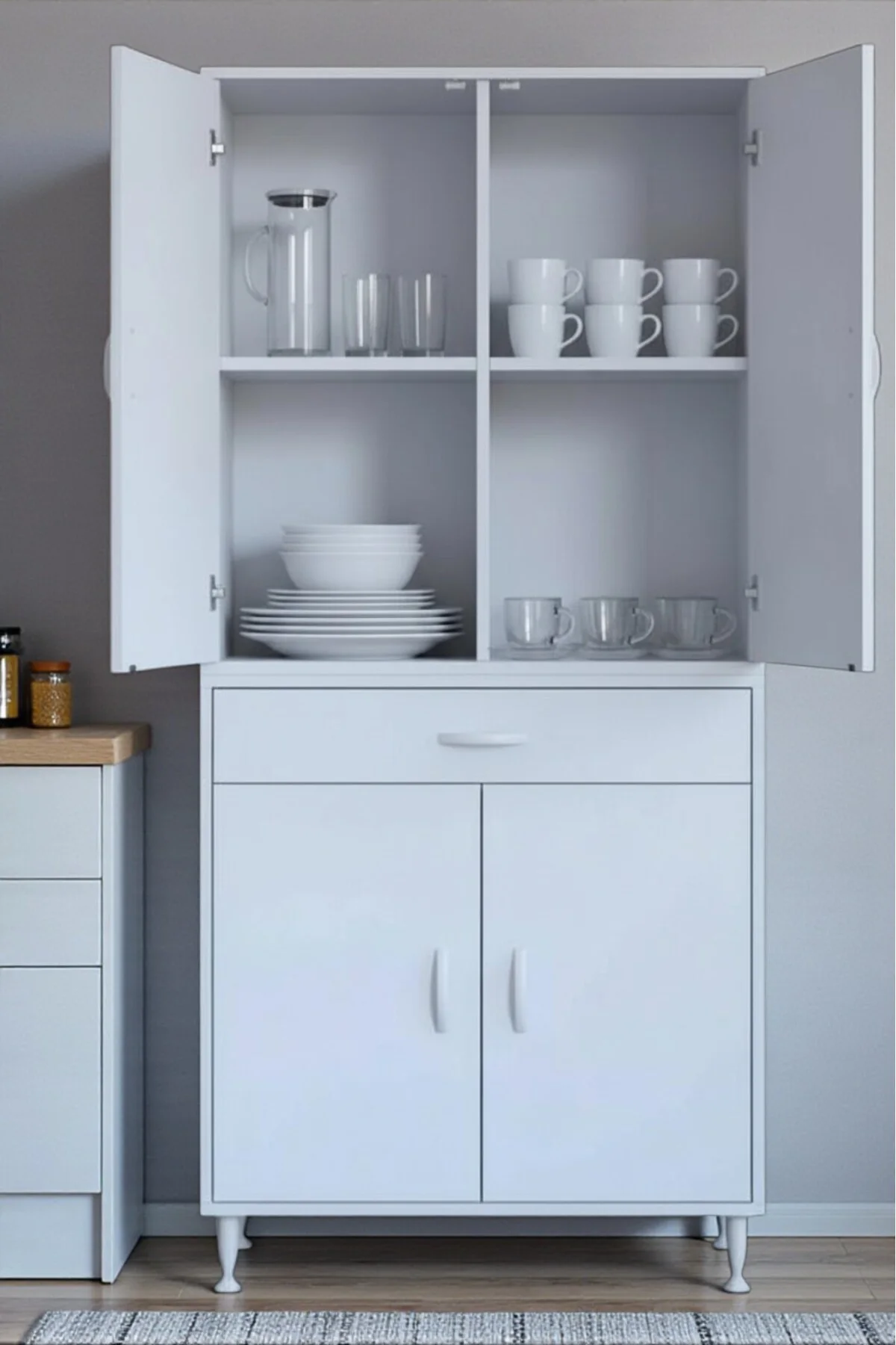 Luma Kapaklı & Çekmeceli Banyo Dolabı 80 cm Genişlikte Beyaz Dola