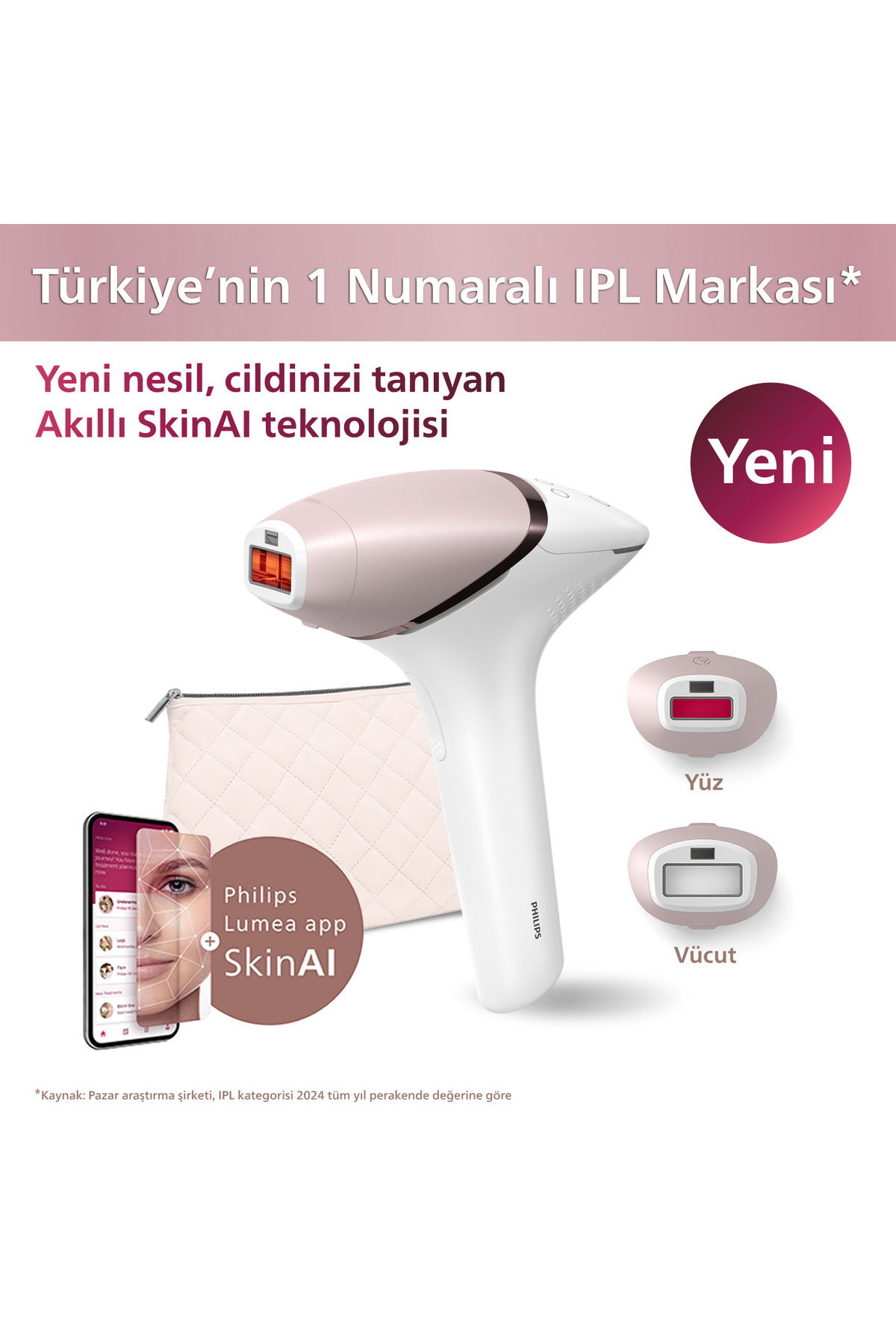 Lumea 9900 Serisi BRI950/02 IPL Tüy Alma, SkinAI Uygulama, Vücut 