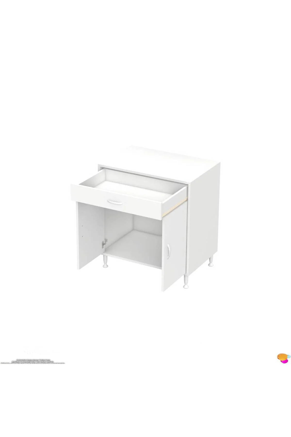 Lumin Tüp Yuvalı 70 cm Ankastre Ocak Altı Dolap 70x88x48 cm Beyaz
