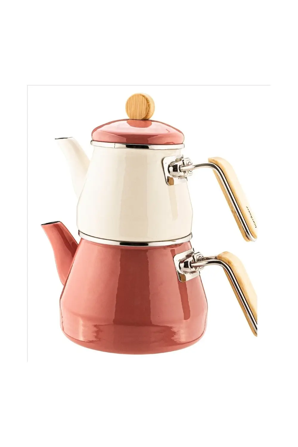 Lumino Bambu Kulplu Emaye Çaydanlık Takımı