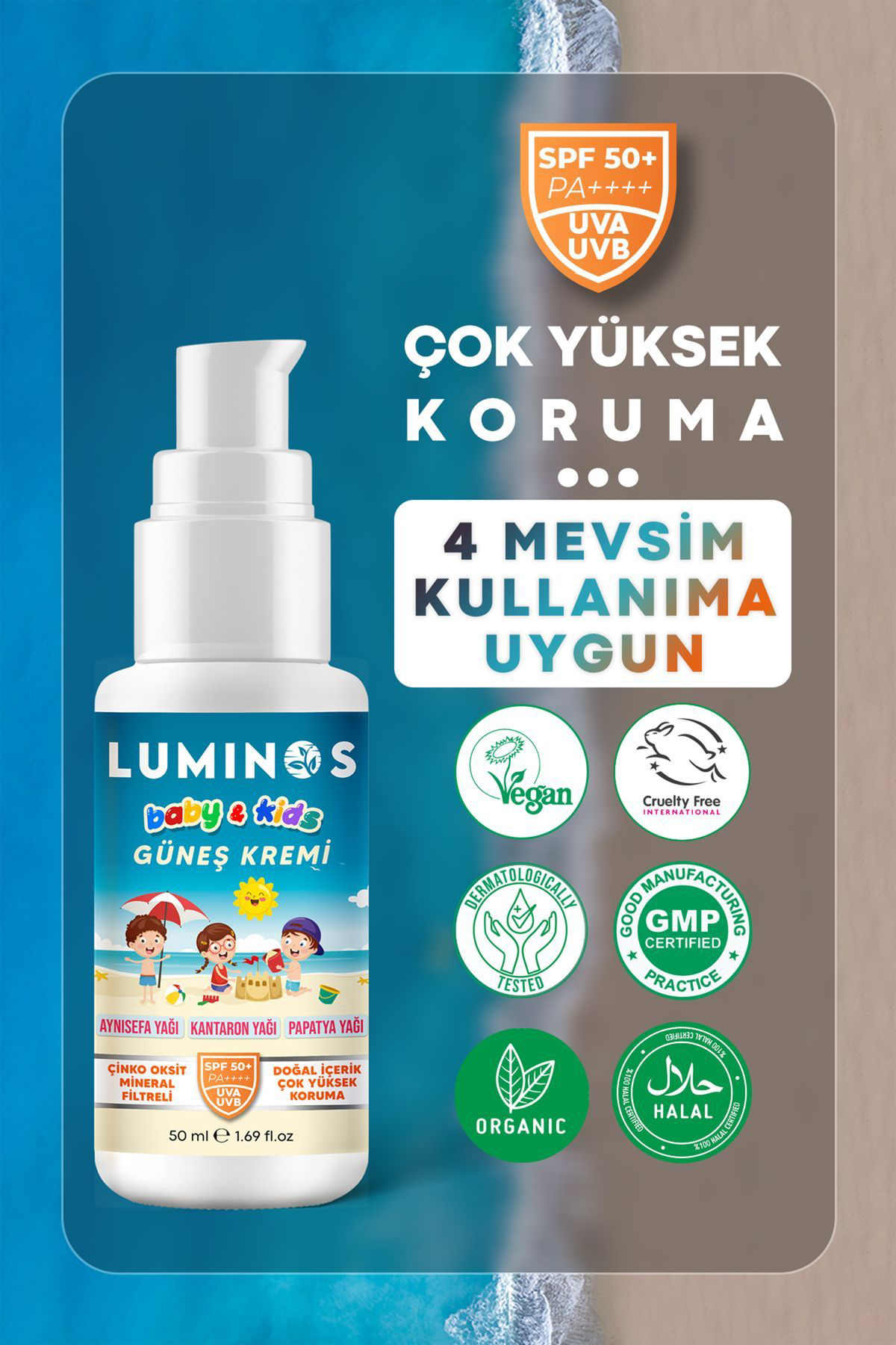 Natural Luminos Bebeklere Ve Çocuklara Özel Doğal Formül Spf 50 Güneş Kre Natural Luminos Bebeklere Ve Çocuklara Özel Doğal Formül Spf 50 Güneş Kre