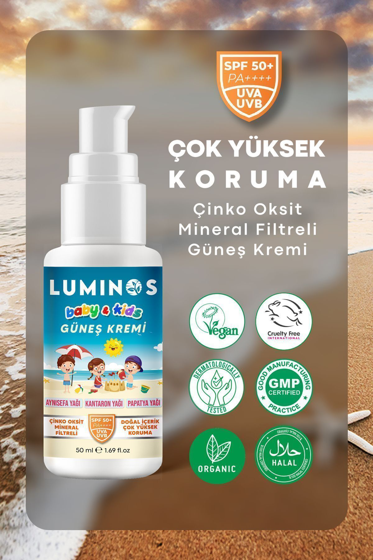 Natural Luminos Bebeklere Ve Çocuklara Özel Doğal Formül Spf 50 Güneş Kre Natural Luminos Bebeklere Ve Çocuklara Özel Doğal Formül Spf 50 Güneş Kre