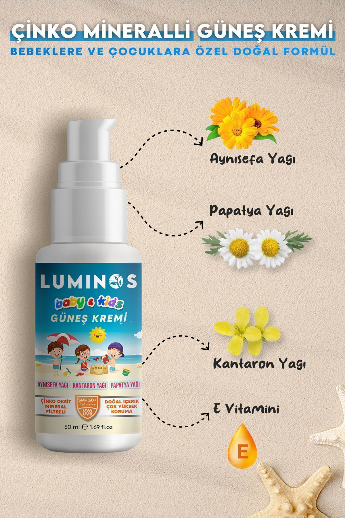 Natural Luminos Bebeklere Ve Çocuklara Özel Doğal Formül Spf 50 Güneş Kre Natural Luminos Bebeklere Ve Çocuklara Özel Doğal Formül Spf 50 Güneş Kre