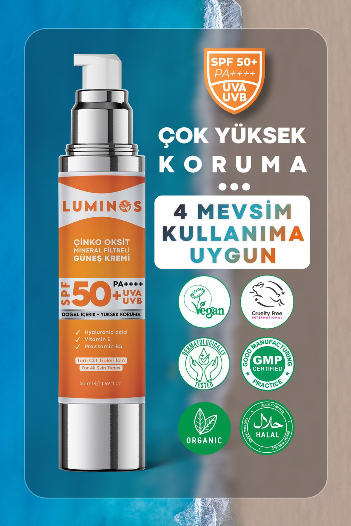 Natural Luminos Çinko Oksit Mineral Filtreli Spf 50 Doğal Güneş Kremi - 5 Natural Luminos Çinko Oksit Mineral Filtreli Spf 50 Doğal Güneş Kremi - 5