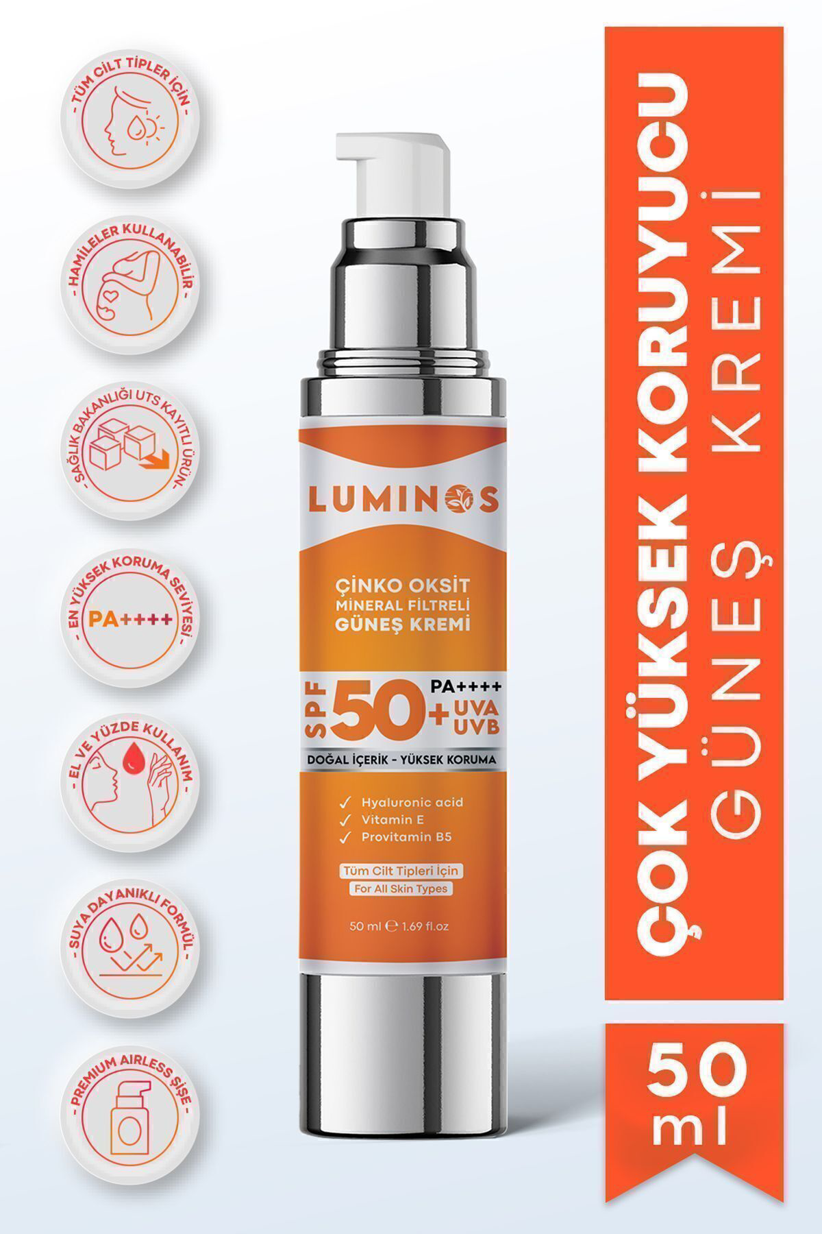 Natural Luminos Çinko Oksit Mineral Filtreli Spf 50 Doğal Güneş Kremi - 5 Natural Luminos Çinko Oksit Mineral Filtreli Spf 50 Doğal Güneş Kremi - 5