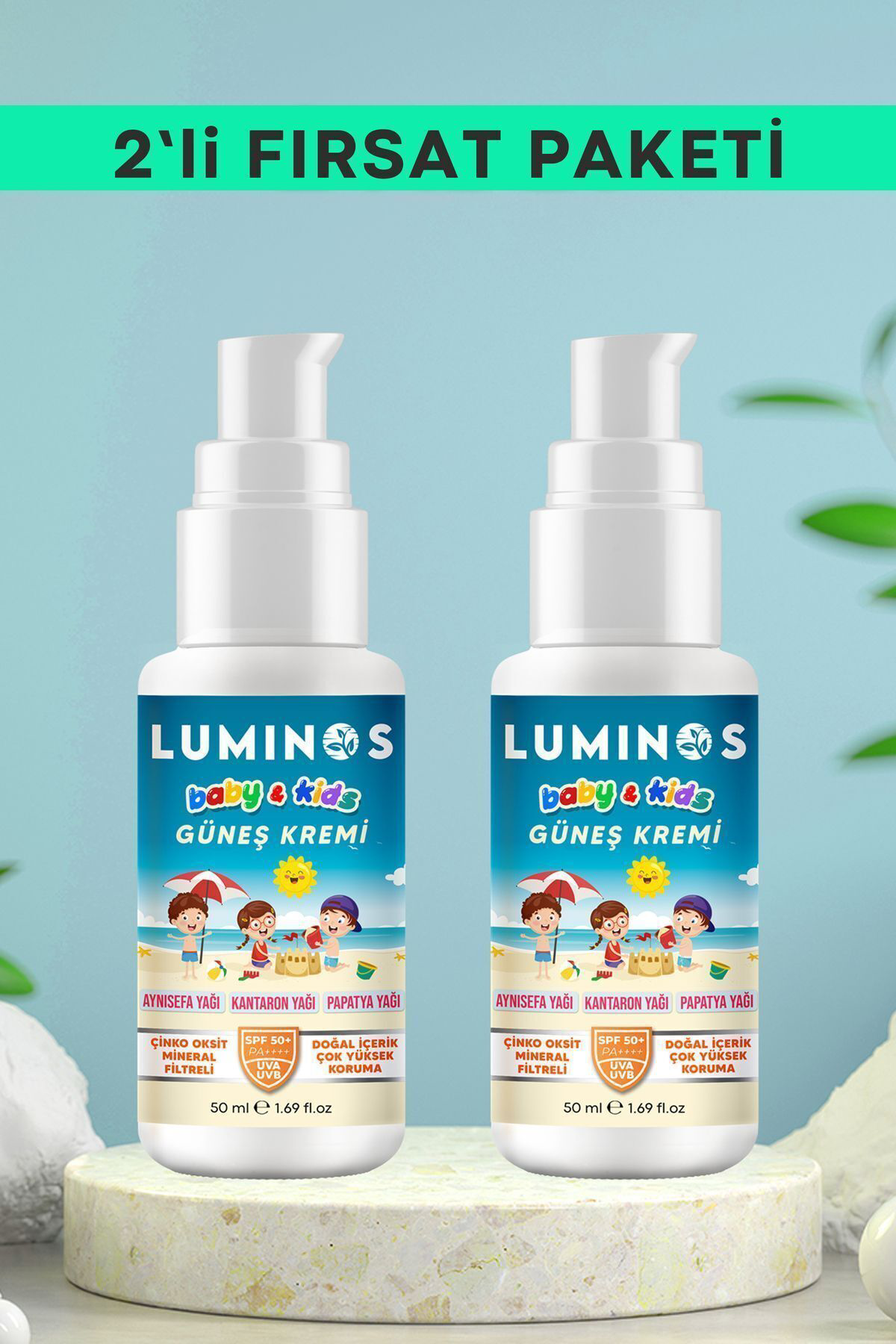 Natural Luminos Spf 50 Doğal Güneş Kremi Bebek Ve Çocuklara Özel 2`Li Fir