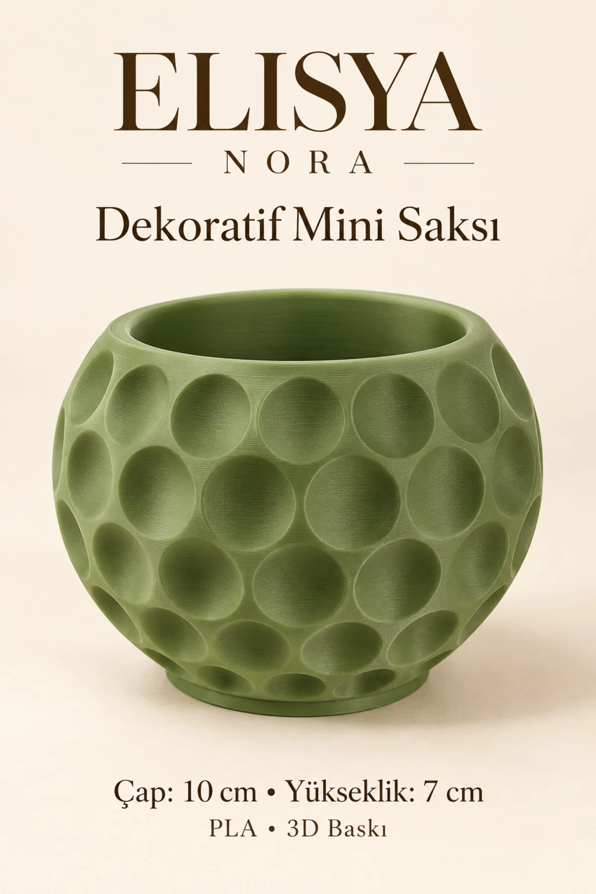 Luna Yuvarlak Dokulu Dekoratif Mini Saksı – PLA, 10 × 7 cm - Görsel 2