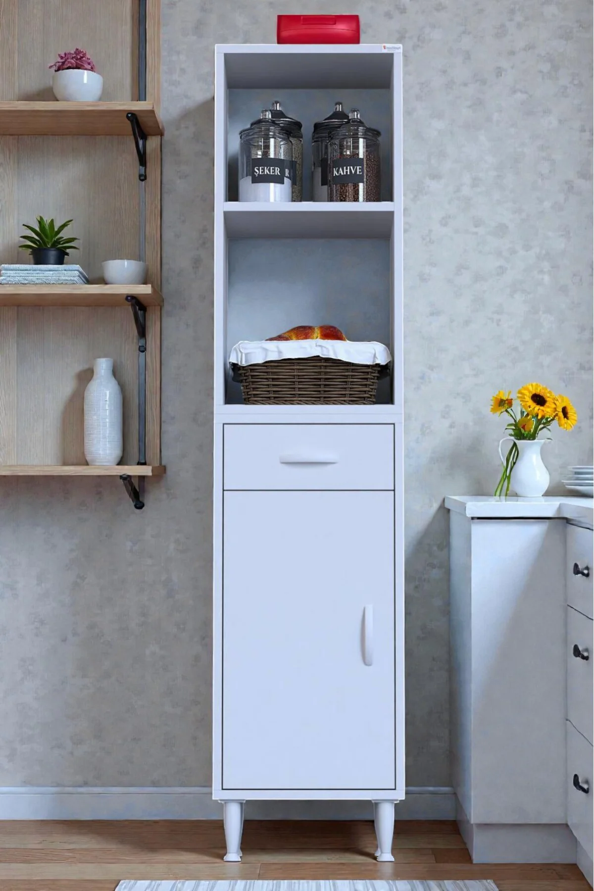 Lunera G:35 cm Beyaz Mutfak Dolabı Çok Amaçlı Açık Bölmeli Fırın 