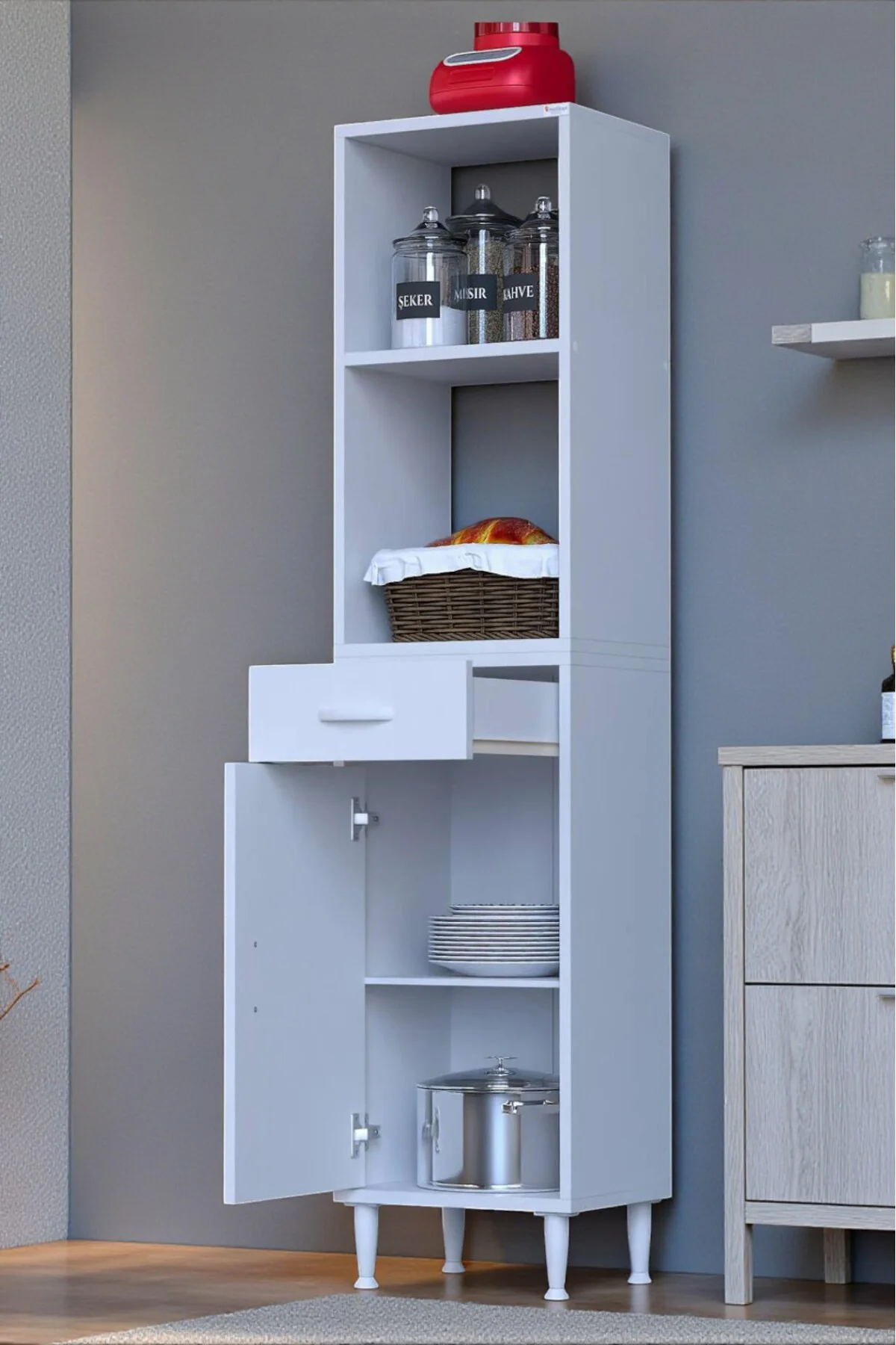 Lunera G:40 cm Beyaz Mutfak Dolabı Çok Amaçlı Açık Bölmeli Fırın 