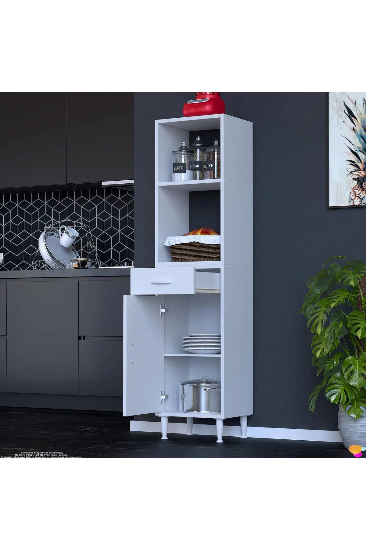 Lunera G:40 cm Beyaz Mutfak Dolabı Çok Amaçlı Açık Bölmeli Fırın 