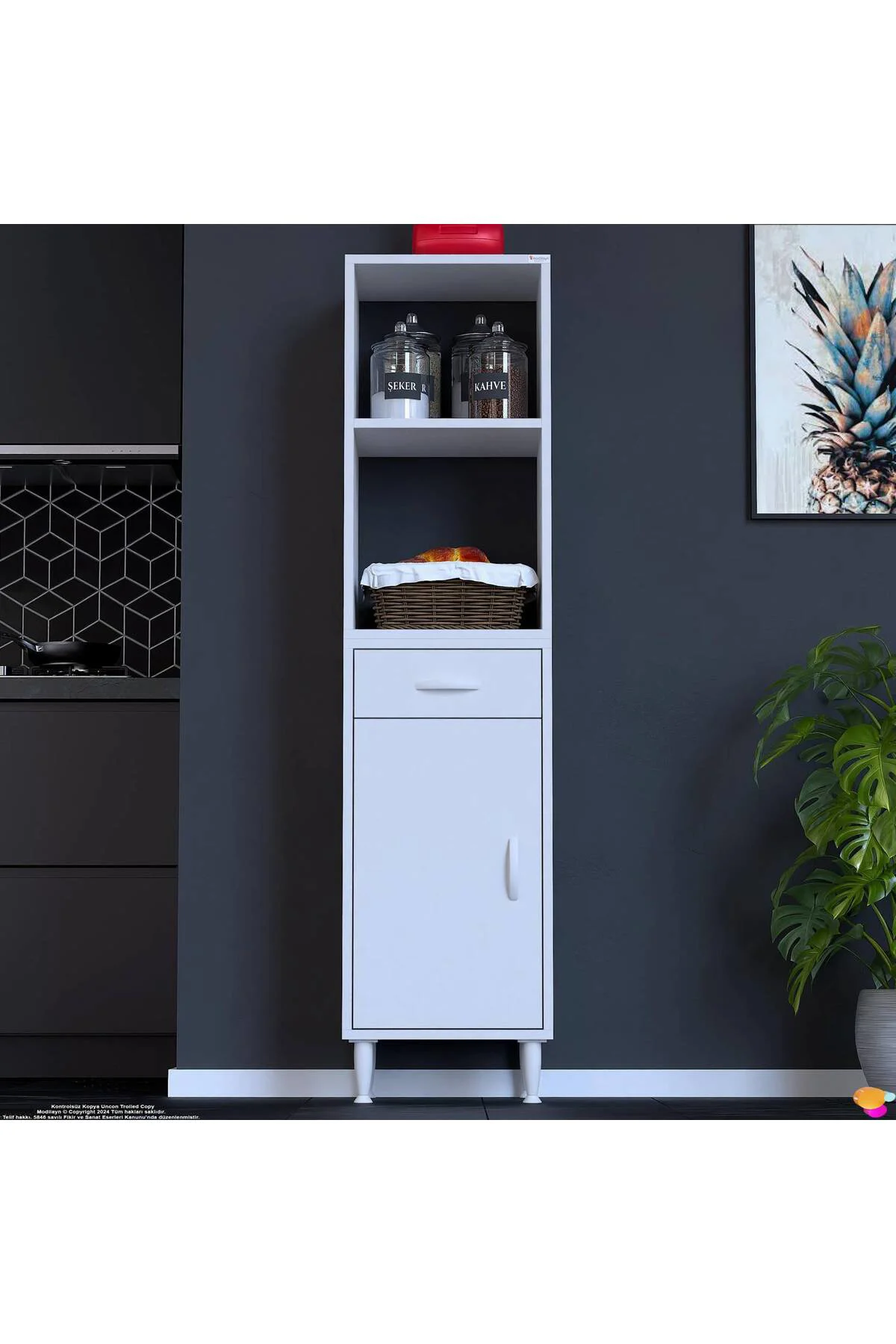 Lunera G:40 cm Beyaz Mutfak Dolabı Çok Amaçlı Açık Bölmeli Fırın 