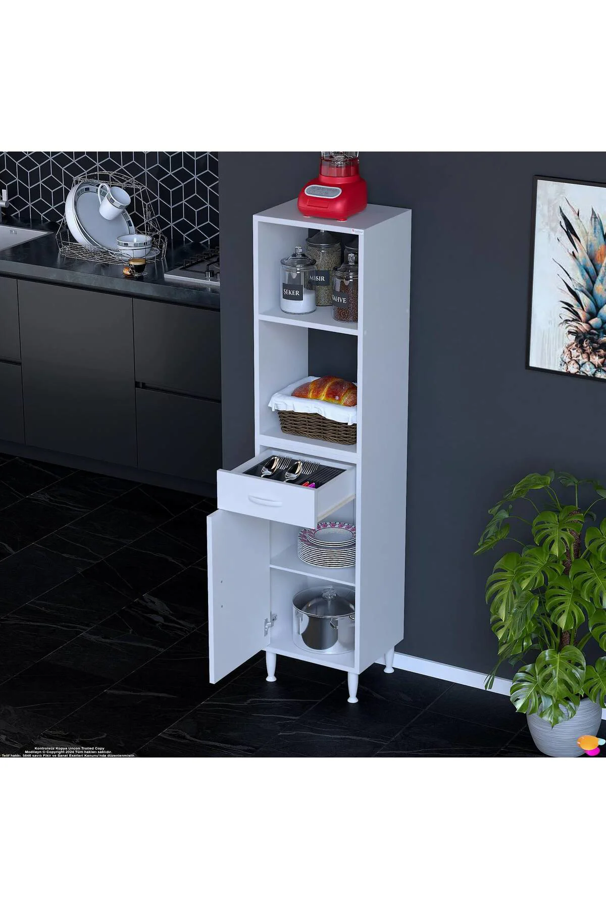 Lunera G:50 cm Beyaz Mutfak Dolabı Çok Amaçlı Açık Bölmeli Fırın 