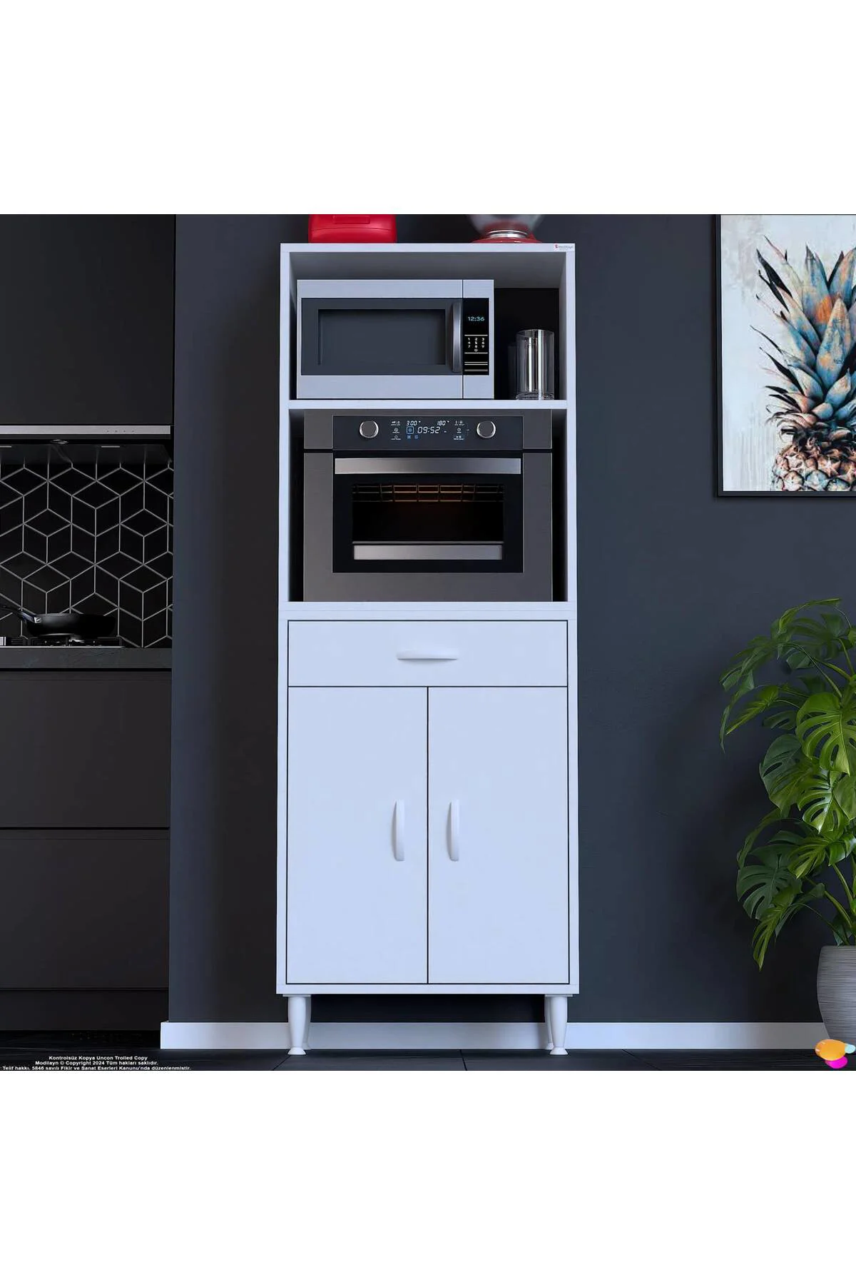 Lunera G:60 cm Beyaz Mutfak Dolabı Çok Amaçlı Açık Bölmeli Fırın 