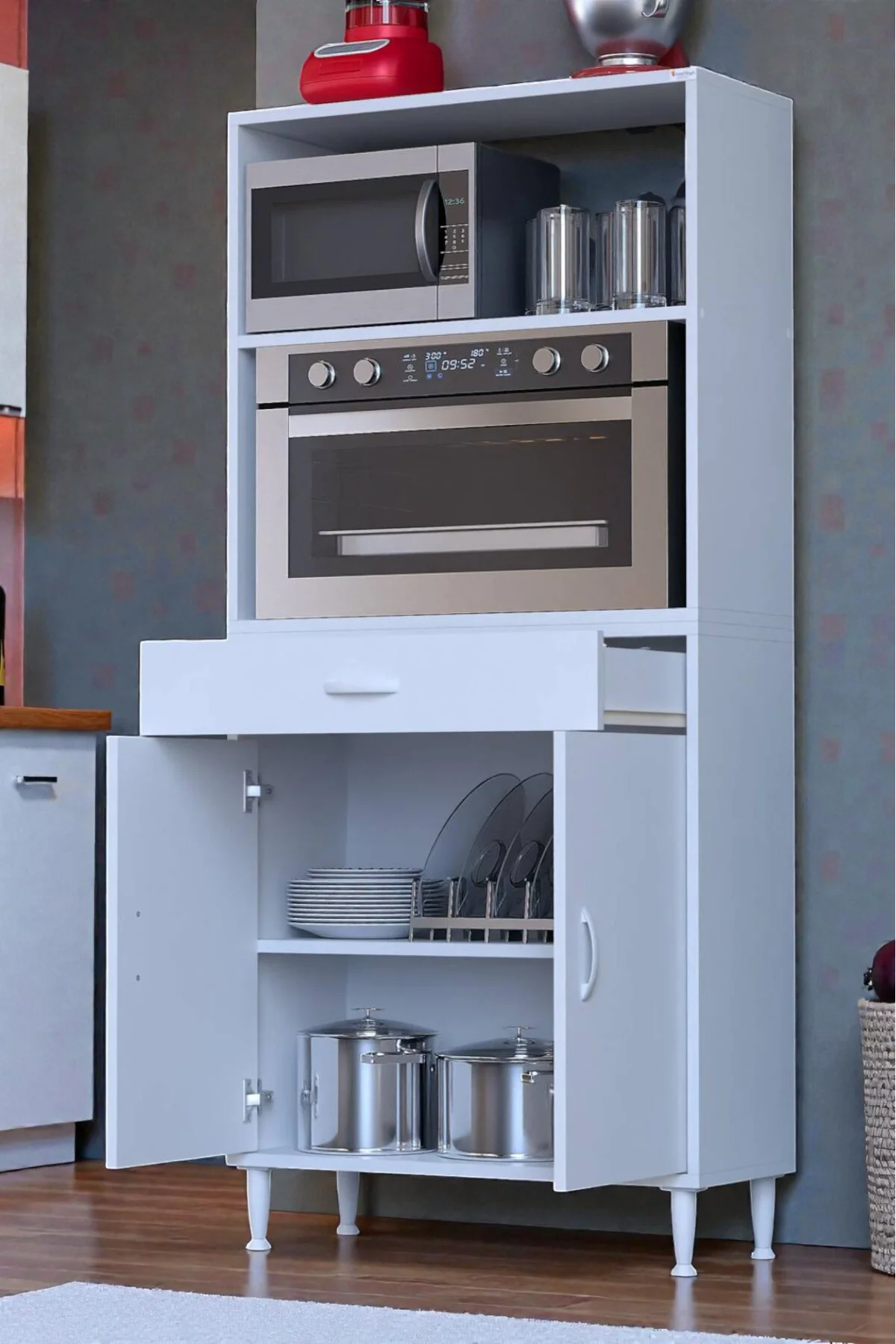 Lunera G:70 cm Beyaz Mutfak Dolabı Çok Amaçlı Açık Bölmeli Fırın 
