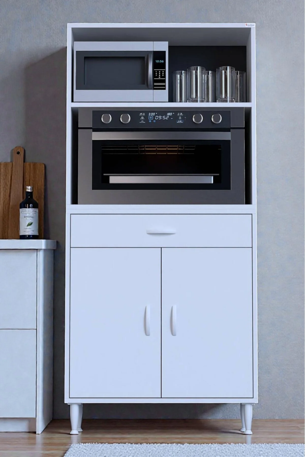 Lunera G:80 cm Beyaz Mutfak Dolabı Çok Amaçlı Açık Bölmeli Fırın 