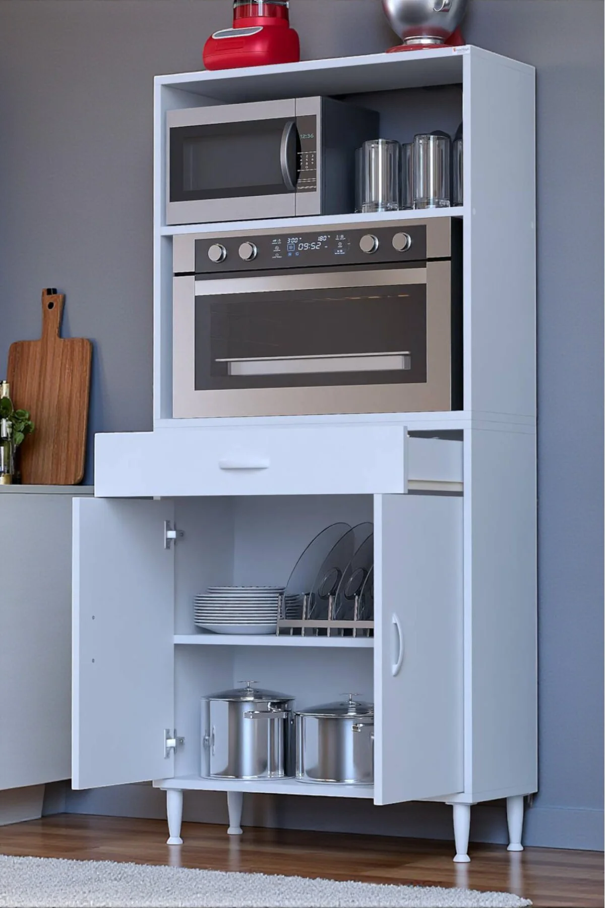 Lunera G:85 cm Beyaz Mutfak Dolabı Çok Amaçlı Açık Bölmeli Fırın 