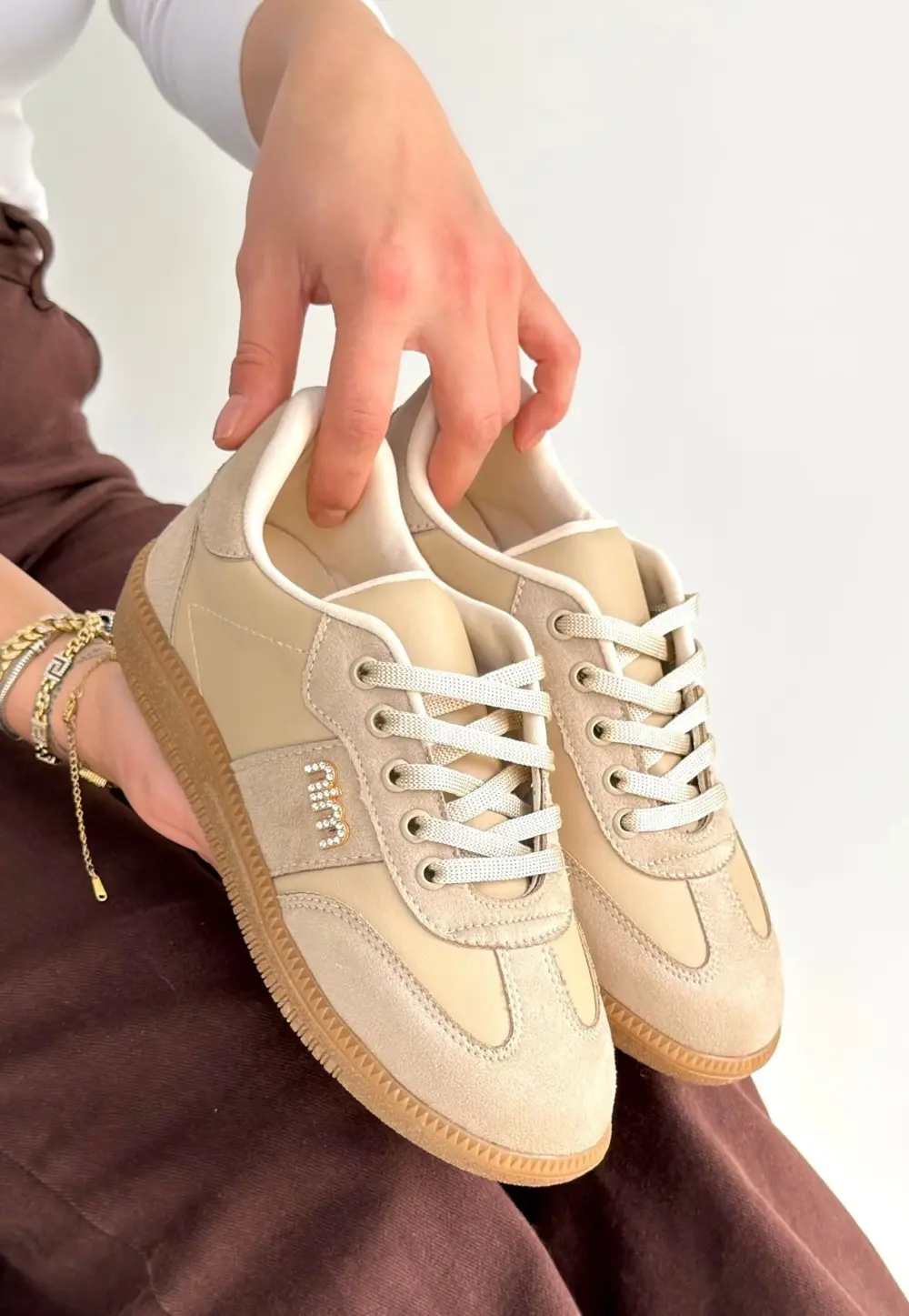 Lunga Bej Cilt Bağcıklı Spor Ayakkabı Lunga Bej Cilt Bağcıklı Spor Ayakkabı