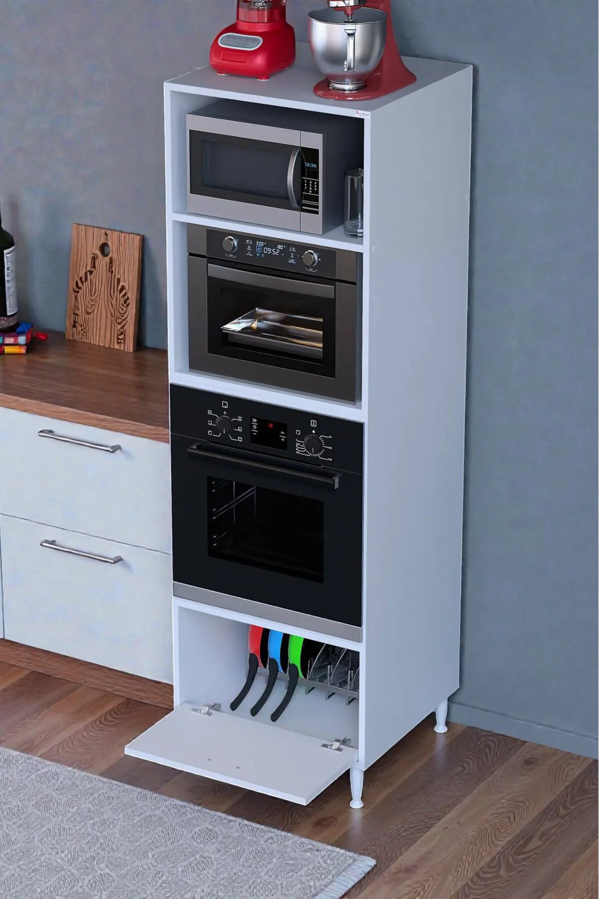 Luno 1 Kapaklı Modüler Dolap Fırın Dolabı 60x185,9x56 cm Geniş Ka