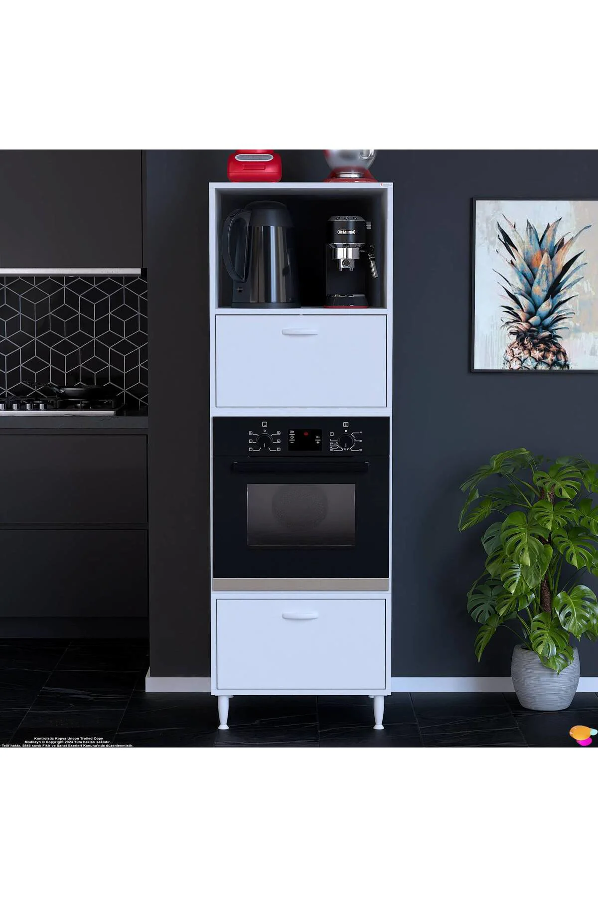 Luno 2 Kapaklı Modüler Dolap Fırın Dolabı 60x185,9x56 cm Geniş Ka Luno 2 Kapaklı Modüler Dolap Fırın Dolabı 60x185,9x56 cm Geniş Ka